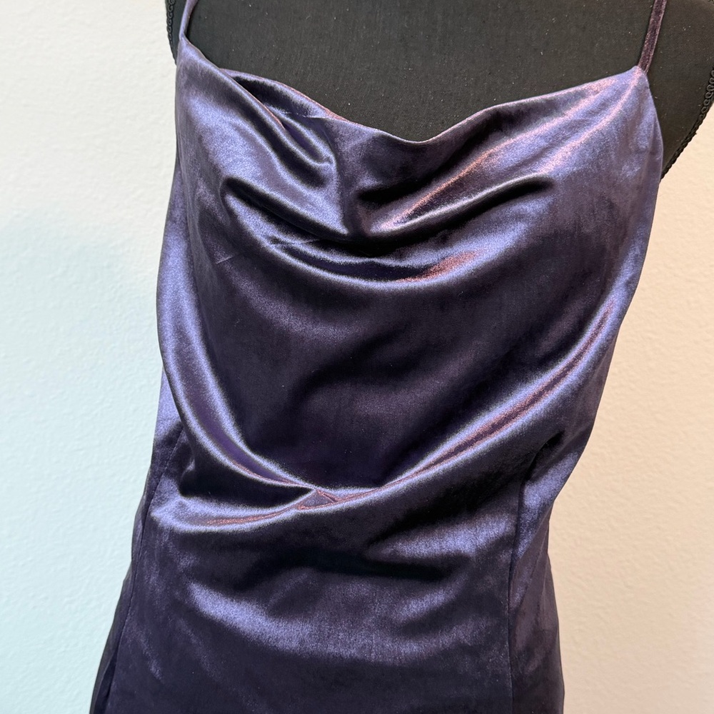 Mystree Deep Purple Satin Midi Dress - Picture 2 of 7